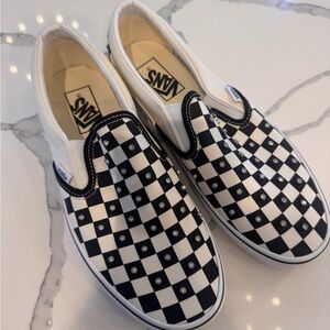 Vans Classic Slip-On Checkerboard Rhinestone - Black & White